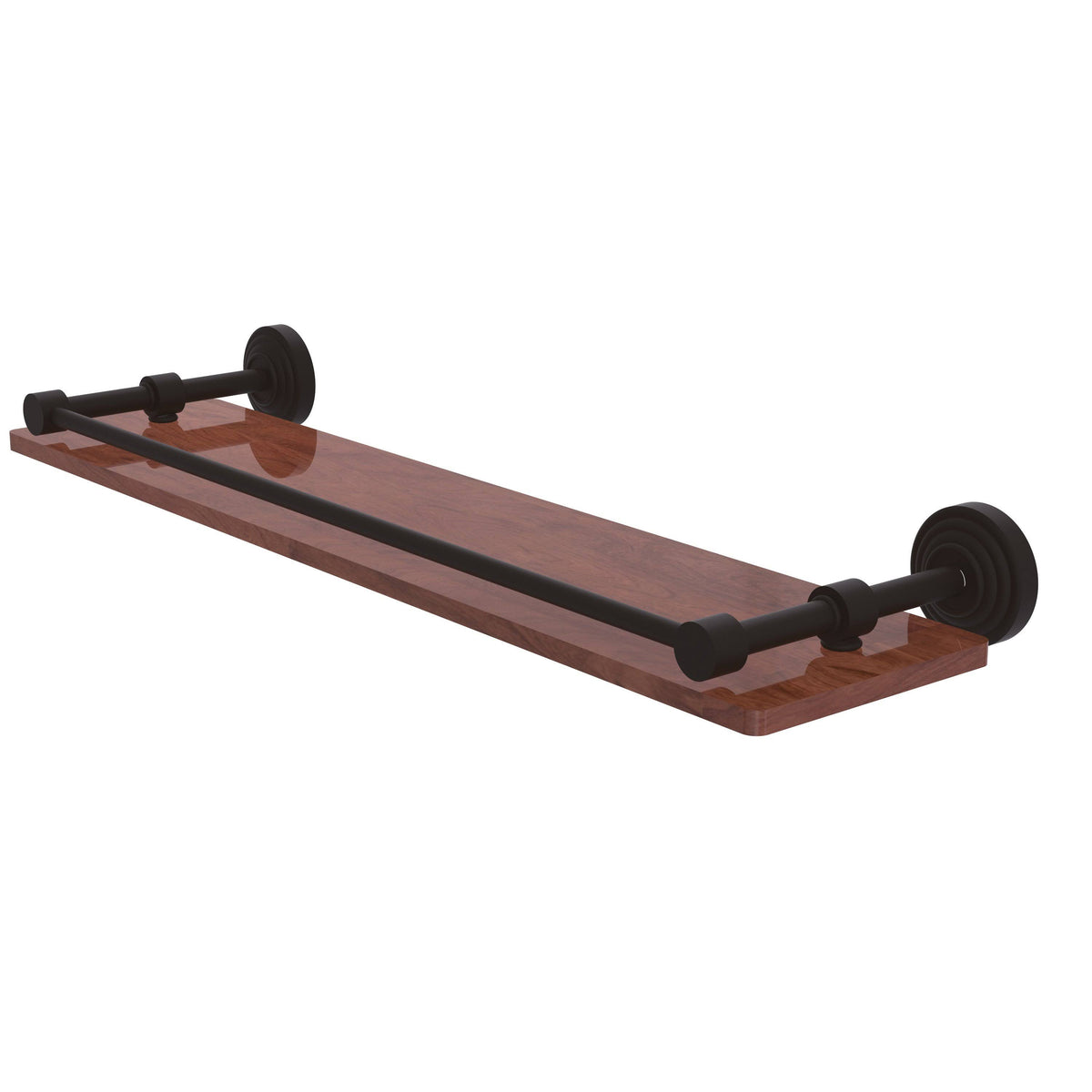 22 in. Solid IPE Ironwood Shelf with Gallery Rail Oil Rubbed Bronze J207