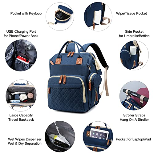 Grey Waterproof 3 in 1 Baby Diaper Backpack with Foldable Changing Pad R2851