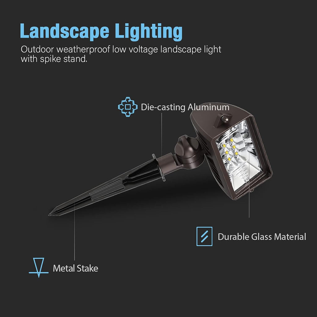 8PK LED Landscape Flood Lights 18W 1000 Lumens Die-Cast Aluminum Brown V4673