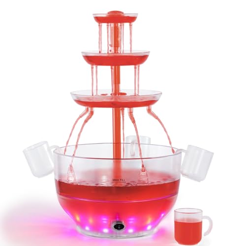 1.5 Gal 3 Tier Drink Fountain with LED Base and 4 Reusable Cups C59279