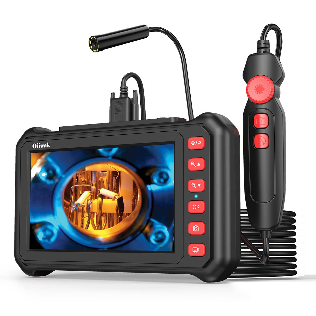 7'' Screen Borescope 6X Zoom HD Snake Camera with 8 LED Lights V15008