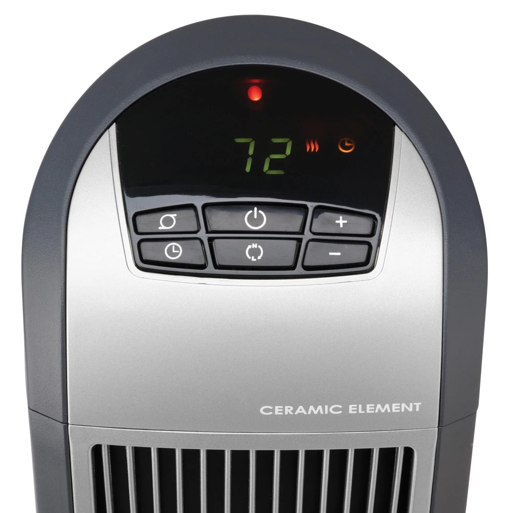 23" 1500W Electric Oscillating Ceramic Tower Space Heater, Black/Silver S360
