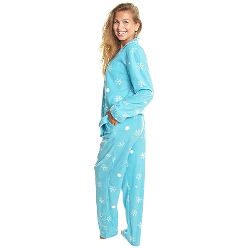 Women's Fleece Pajama Set with Notch Collar and Pockets T643876