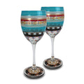 Set of 2 Hand Painted Wine Glasses, 10.5 oz. F3552