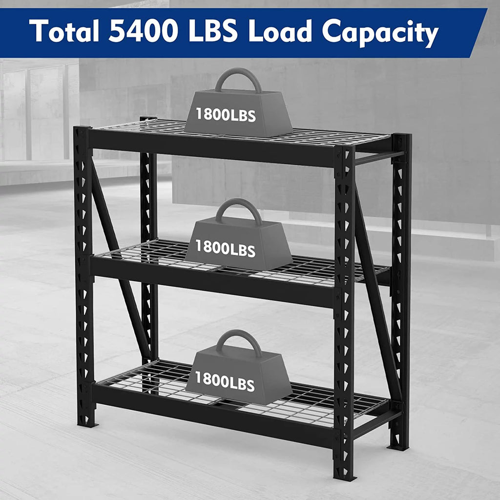 3-Tier Heavy Duty Metal Garage Shelving Unit, 50”W x 47”H x 18”D, 5400 LBS Load Capacity E249978