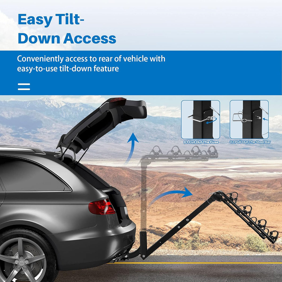 3 Bike Hitch Mount Carrier with Tie Down Strap J871184