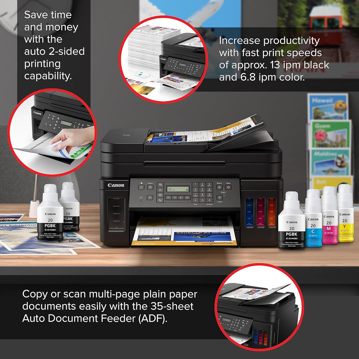 Black Wireless All-in-One Printer with Copier, Scan, Fax and ADF N215687
