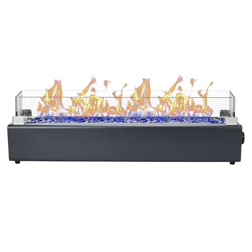 Black 28-inch Table Top Propane Fire Pit with Wind Glass Shield U933131