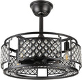 Black Caged Ceiling Fan with Lights J698
