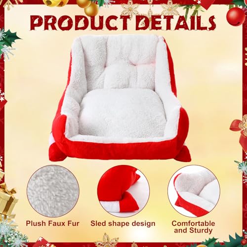Red White 24x15x11 Inch Plush Synthetic Fur Christmas Dog Bed F484282
