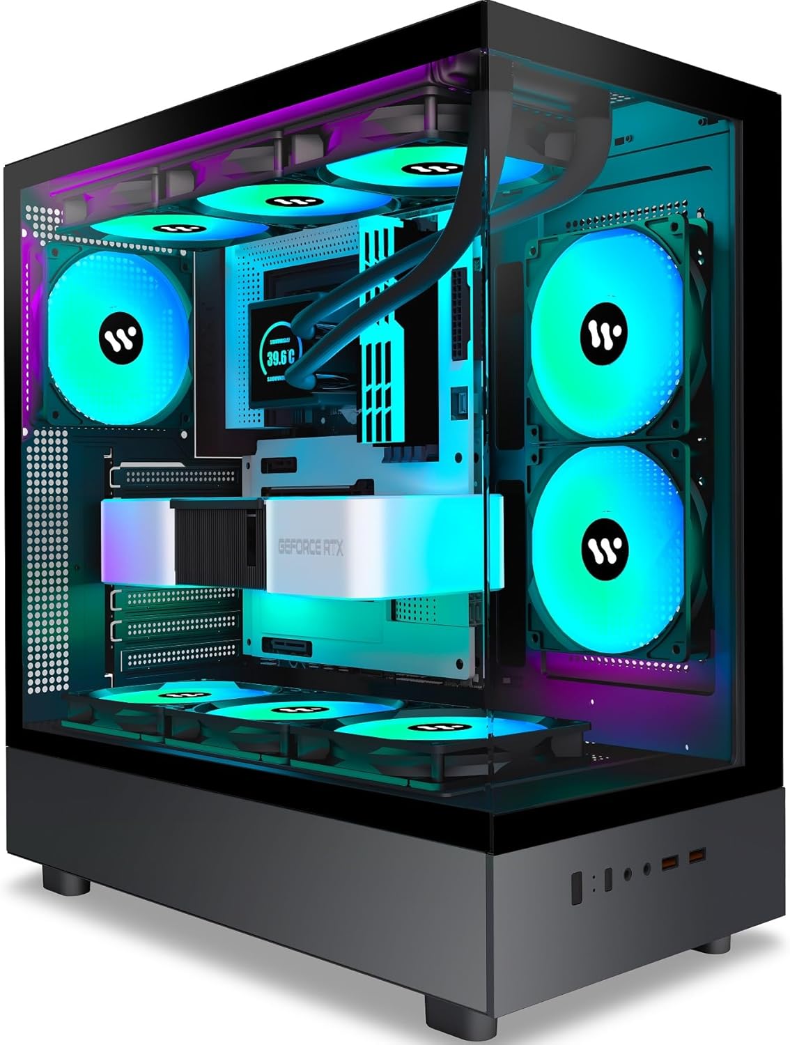 Black PC Case with ARGB Fans F98863
