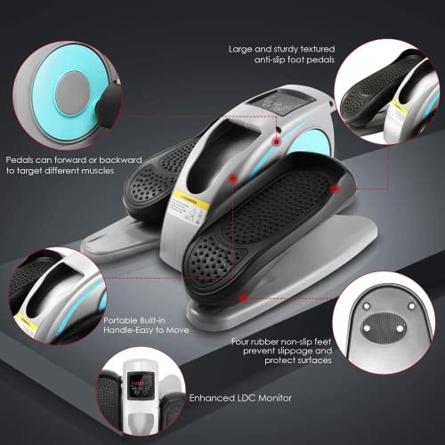 Under Desk Elliptical Machine, Quiet Pedal Exerciser, Smart LCD Display, Remote Control L352
