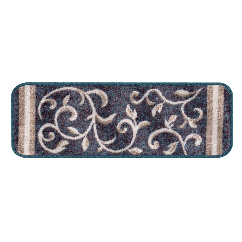 Blue Floral Non Slip Carpet Stair Treads Set of 7 E5332