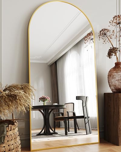 76"x34" Black Arched Floor Mirror A3828
