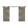 Stained K Double Barn Door with Hardware Kit M964