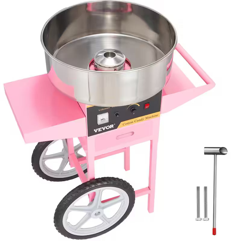 Electric Cotton Candy Machine with Cart 1000 W Stainless Steel Bowl W441783