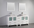 72 in. White Double Sink Vanity Cabinet with Ceramic Vessel Sink & Mirror L969328