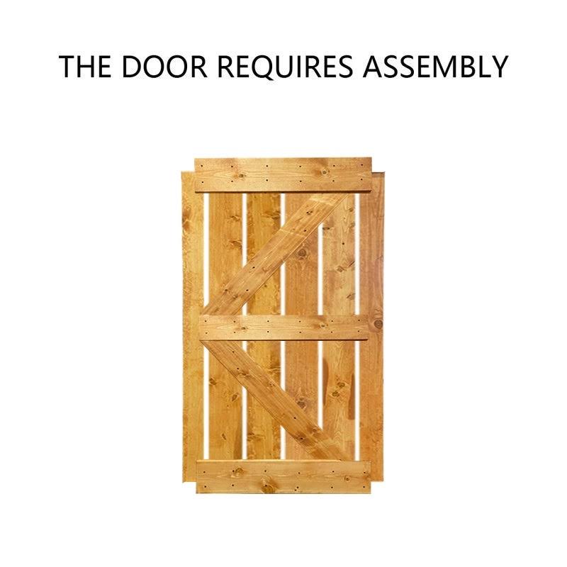 White Stained Solid Pine Wood Interior Double Sliding Barn Door with Hardware Kit V784026