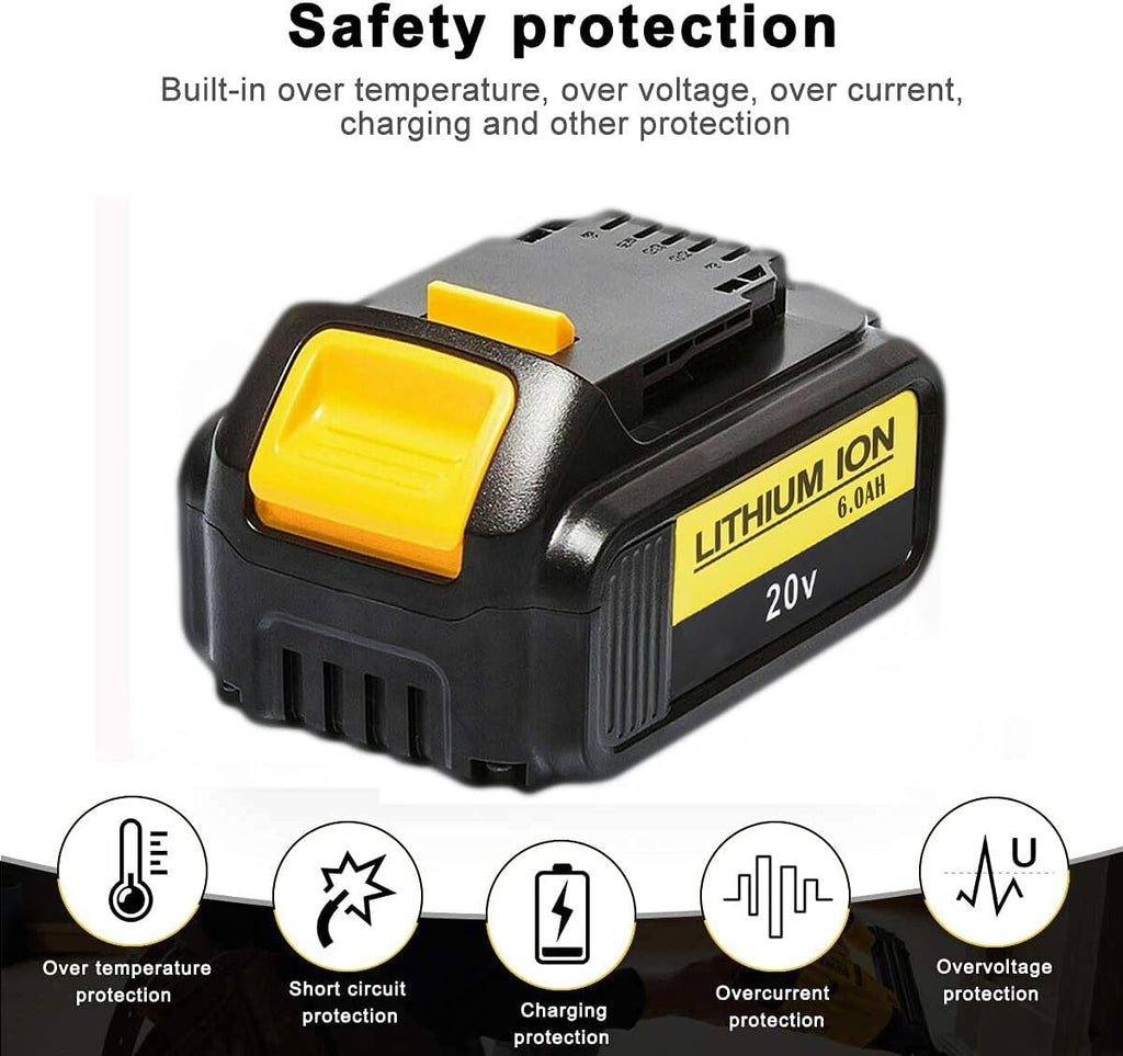 2 Pack 6.0Ah 20V Lithium ion Rechargeable Battery X7202