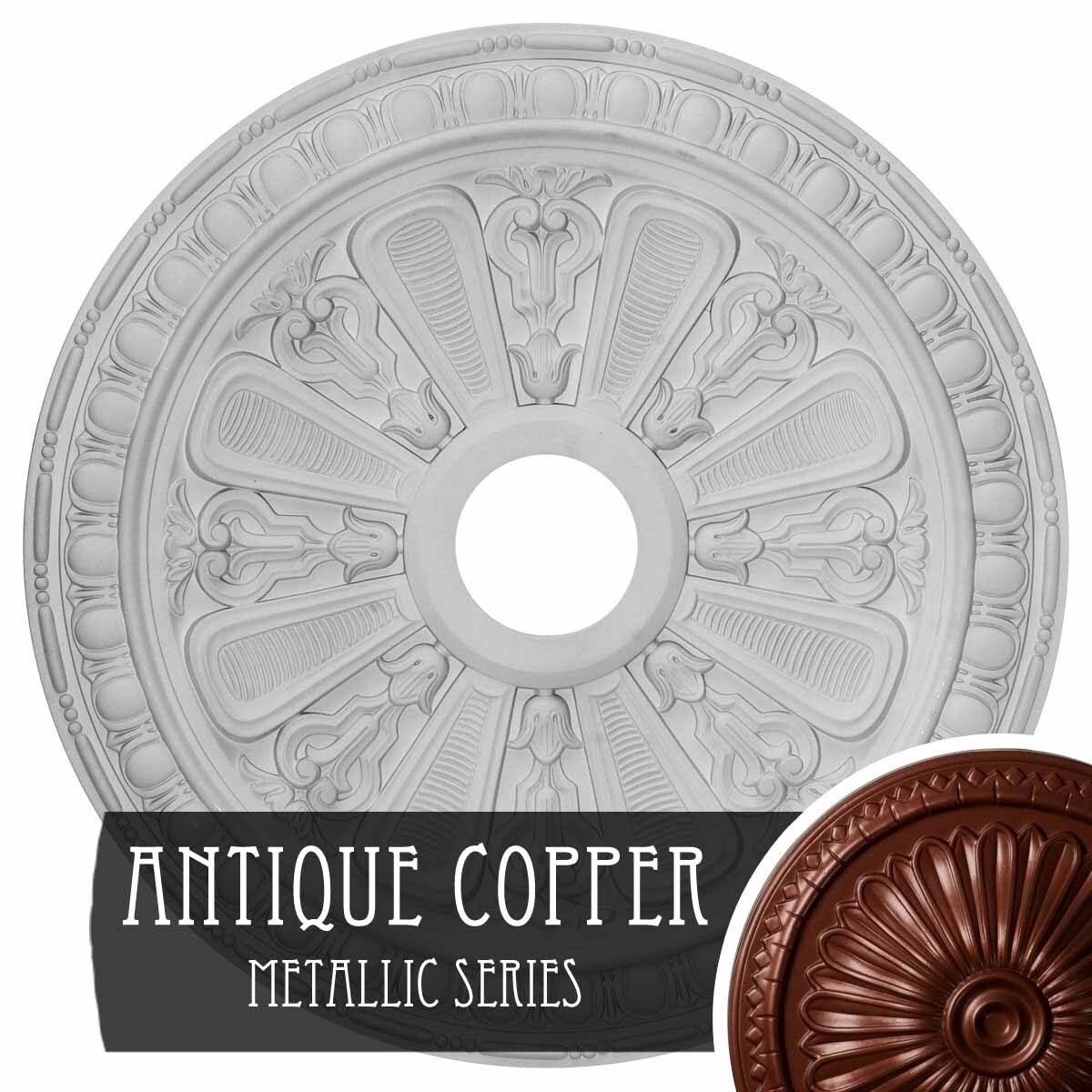 23 1/2x22OD x 3 7/8x22ID x 1x22P Hand-Painted Antique Copper Ceiling Medallion P215050