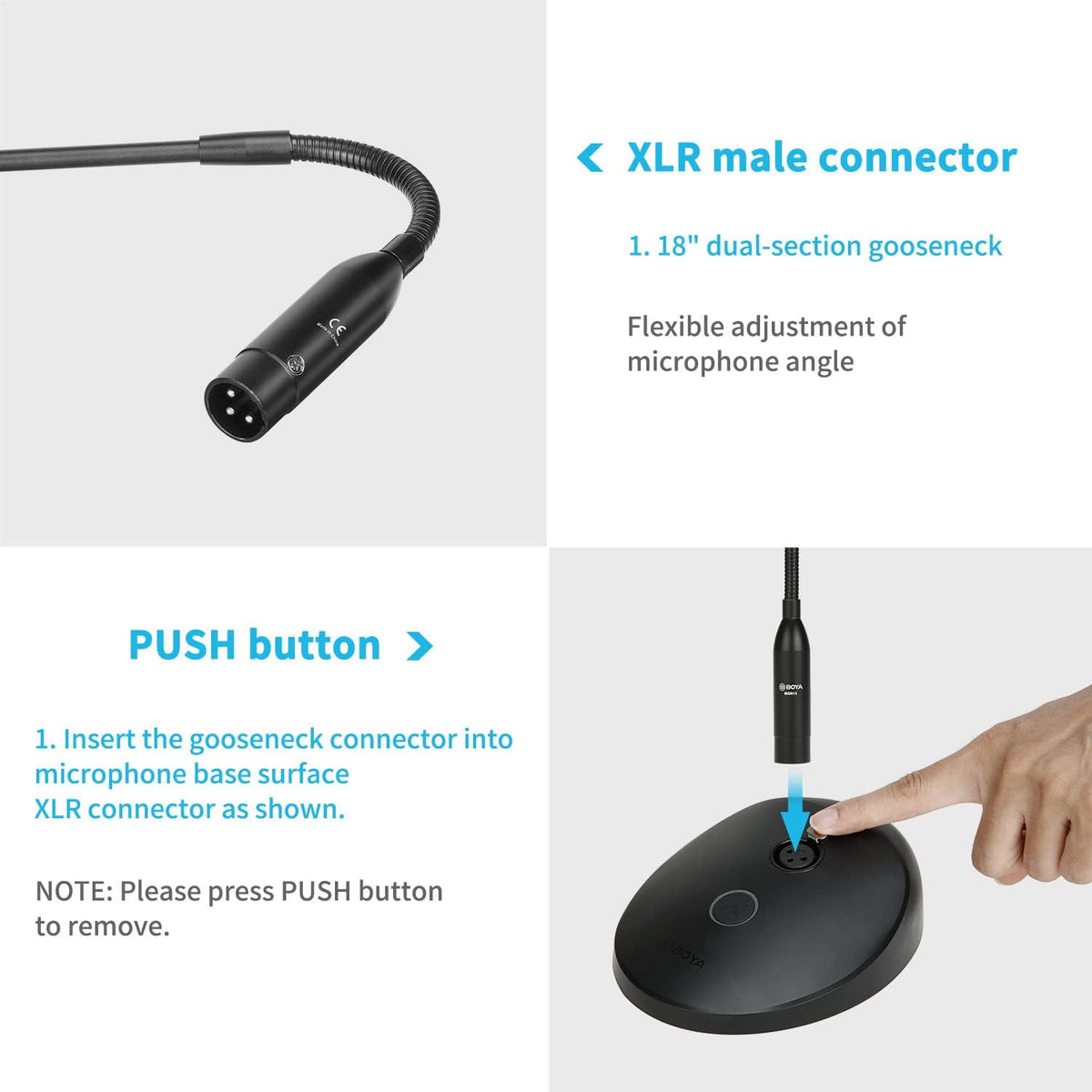 Desktop Gooseneck Condenser Microphone with Base LED Indicator XLR Mic, Pack of 2 I7197