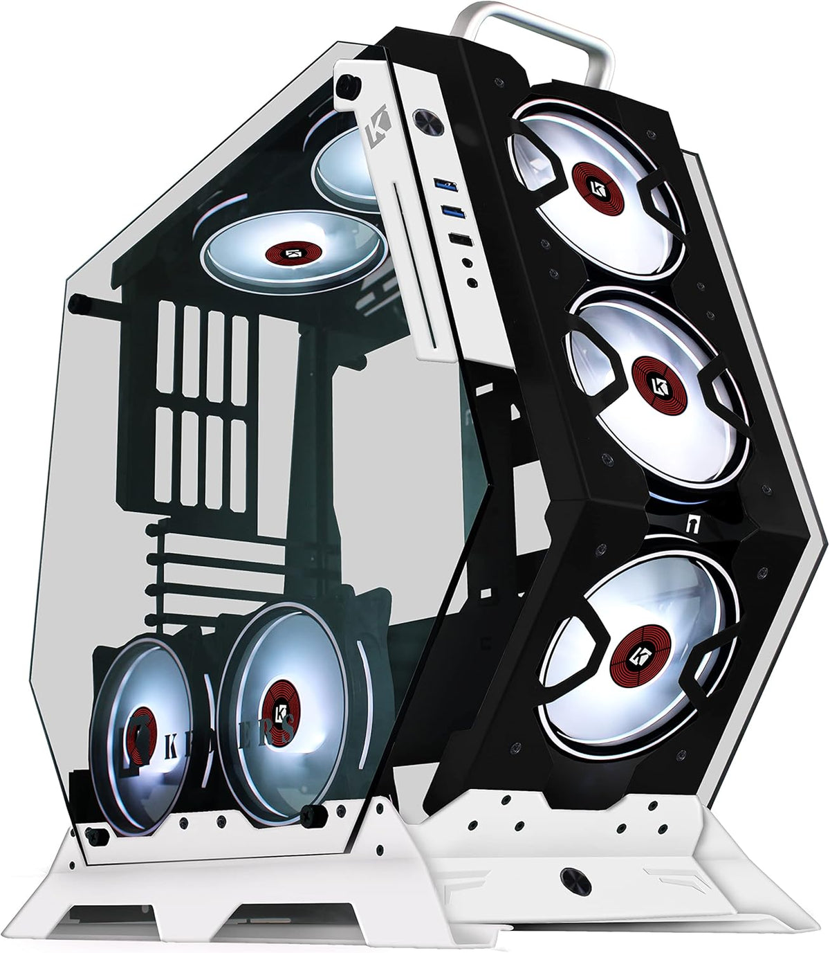 PC Gaming Case ATX Mid Tower Open Case with Tempered Glass U31883