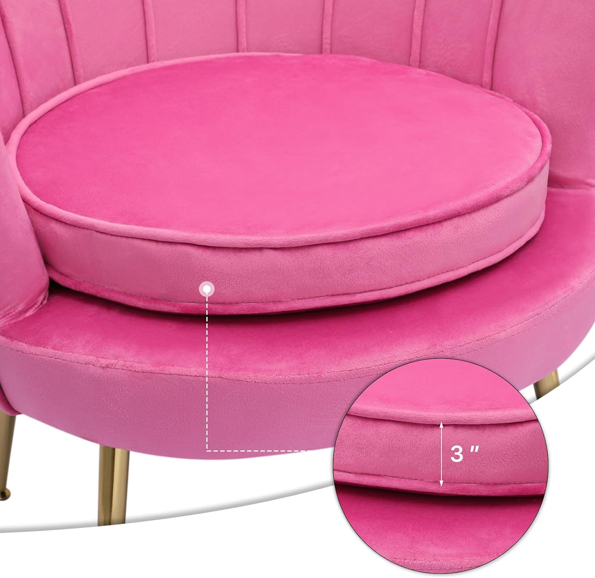 Velvet Tufted Chair with Cushion and Golden Legs F416990