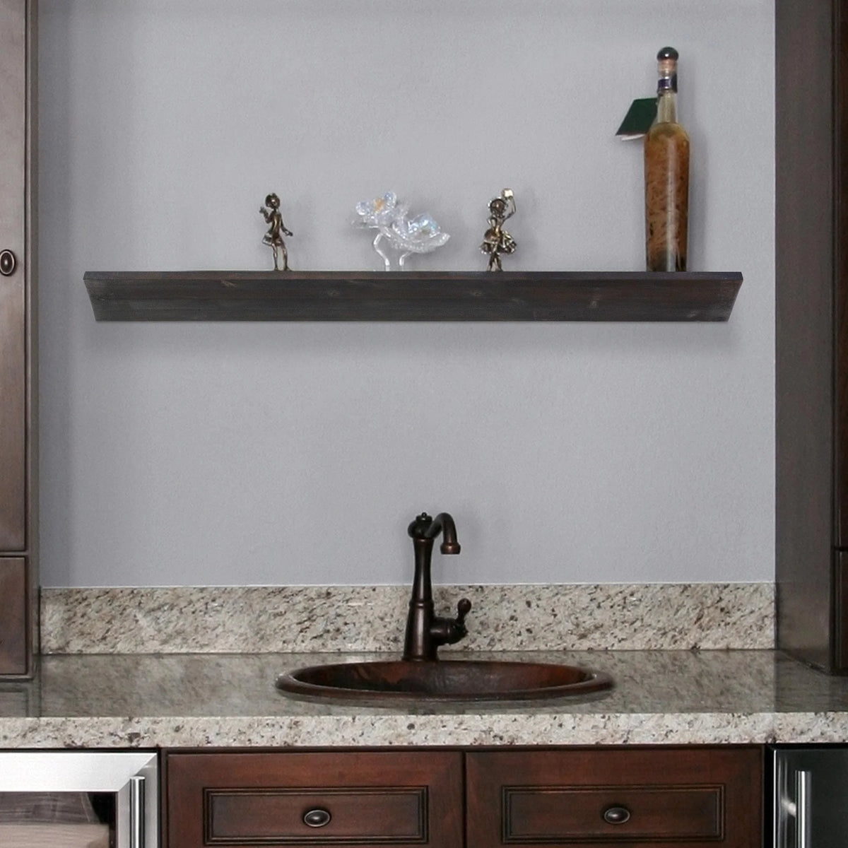 Large Black Wood Floating Wall Shelf R777152