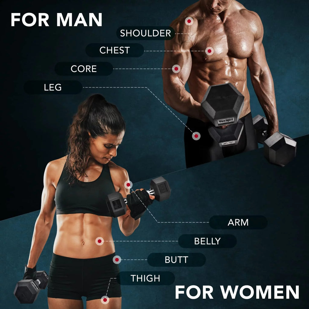 50 lbs Hex Rubber Grip Dumbbell J681