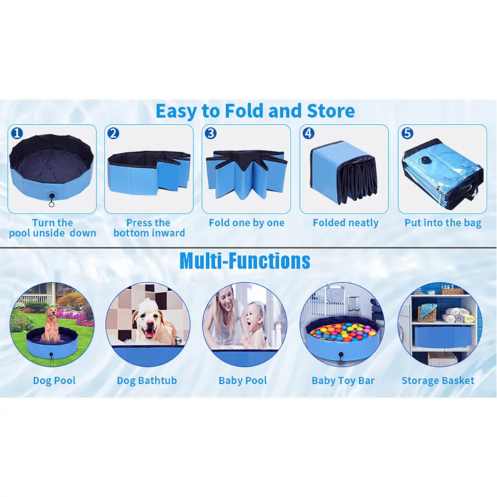 Foldable PVC Pet Swimming Pool Blue M R826