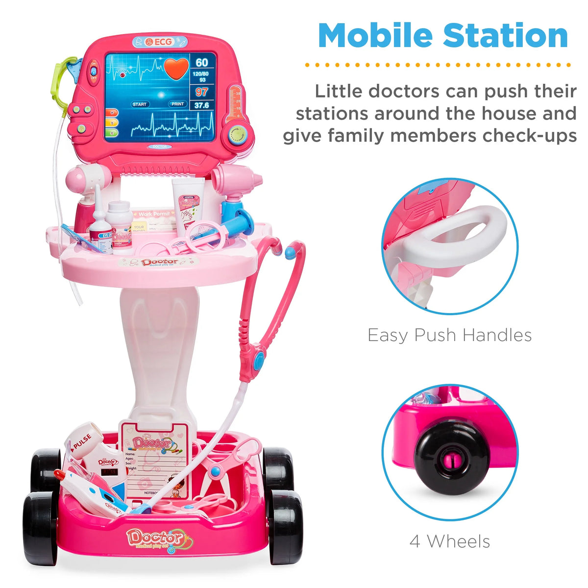Pink Pretend Medical Station Set with Carrying Case P3947