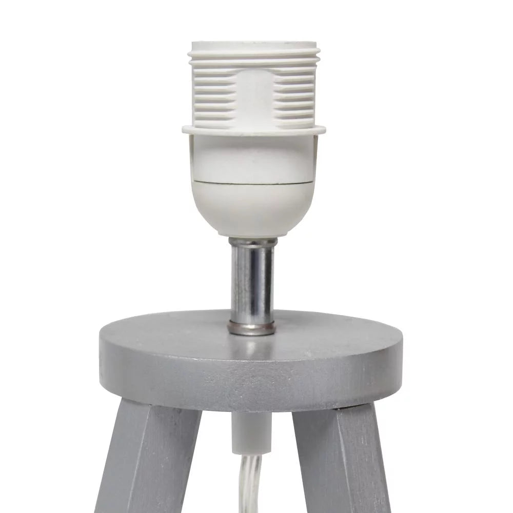 Gray Wood Table Lamp with Black Fabric Shade E215291