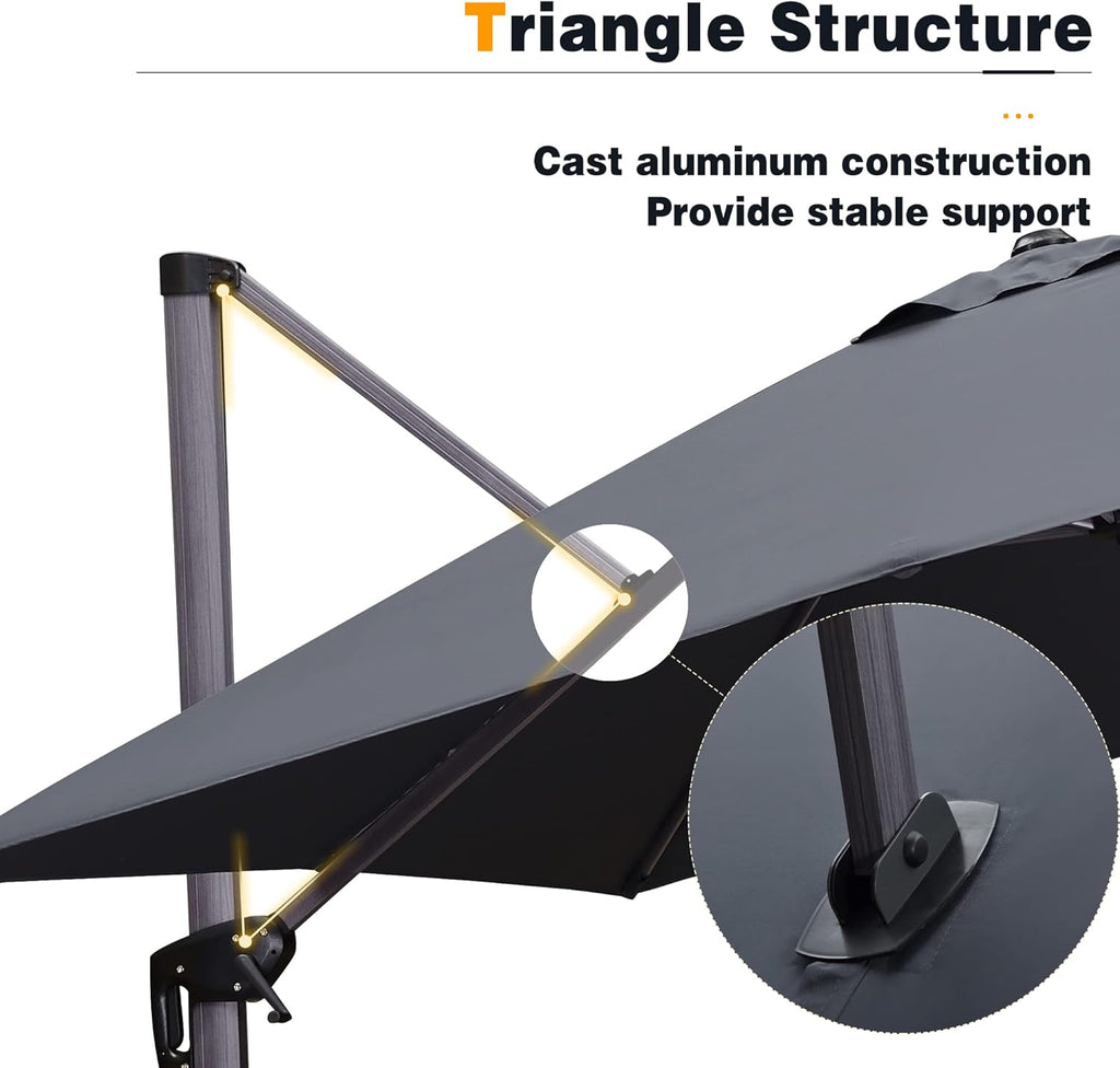 10 FT Square Cantilever Patio Umbrella N2391