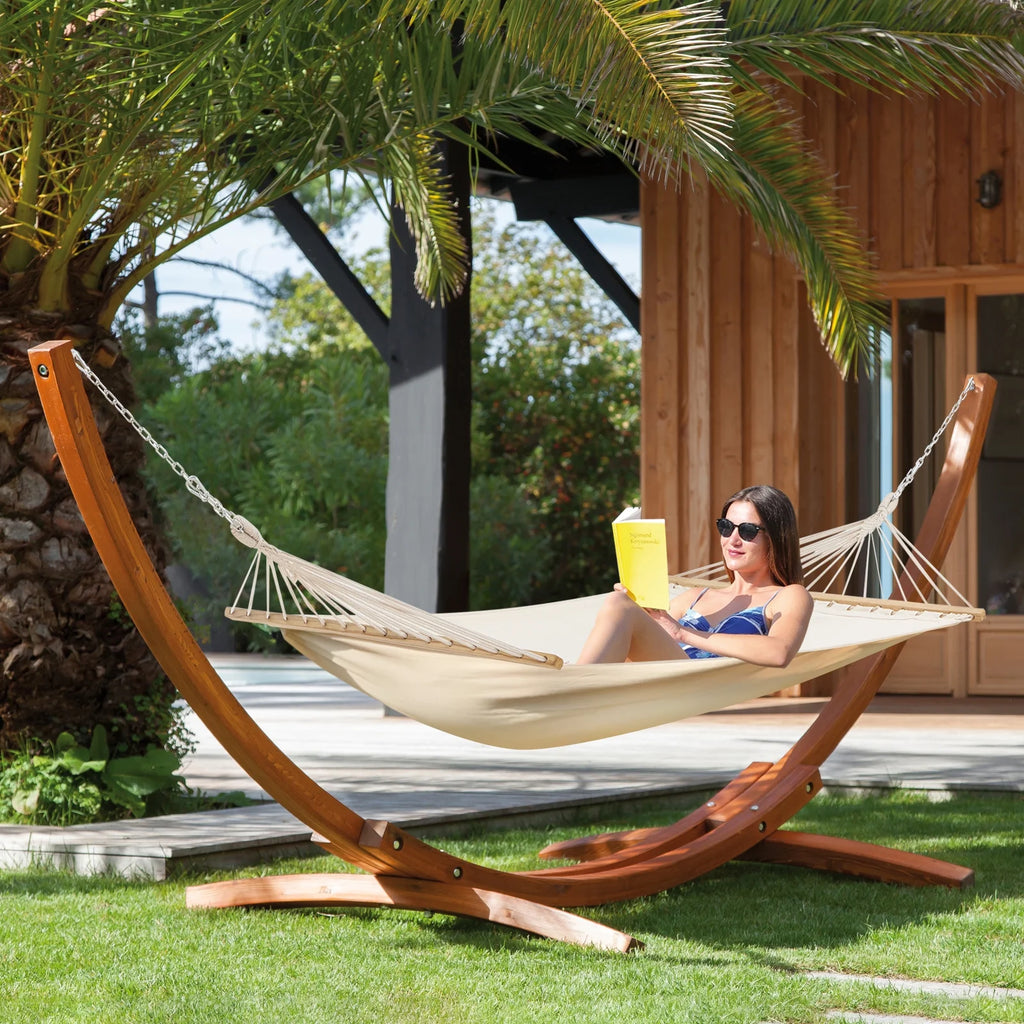 14FT Wooden Double Hammock with Stand U756866