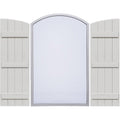 Rustic Faux Wood Shutters with Elliptical Arch Top L184