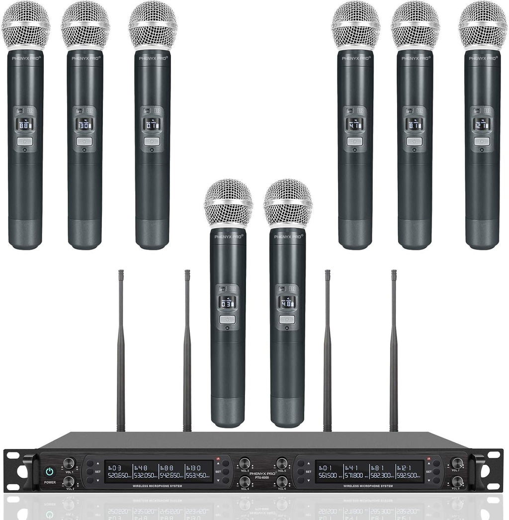 Eight-Channel Wireless Microphone System with Metal Handheld Mics E368