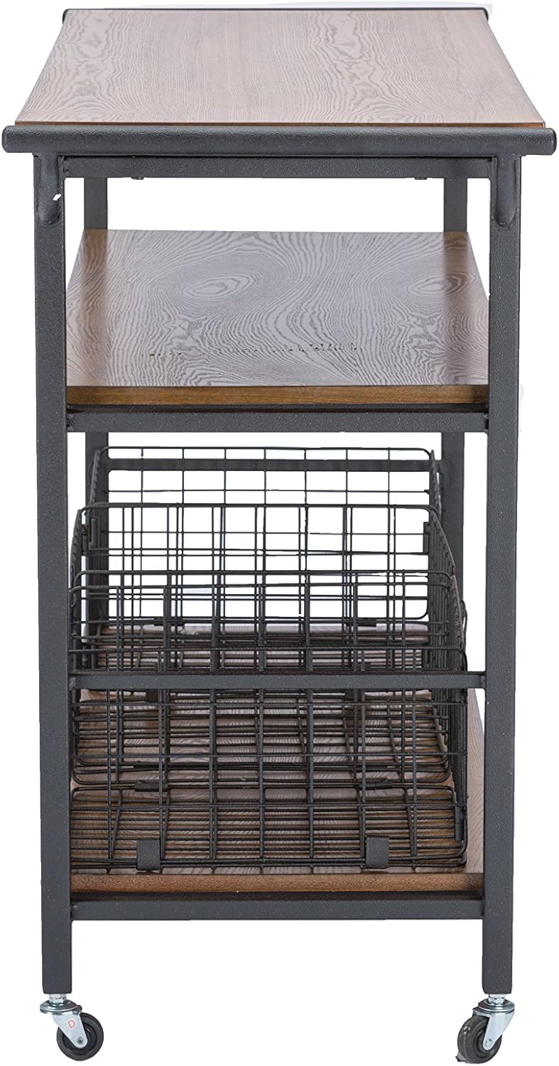 Brown Wood and Metal Kitchen Cart K990