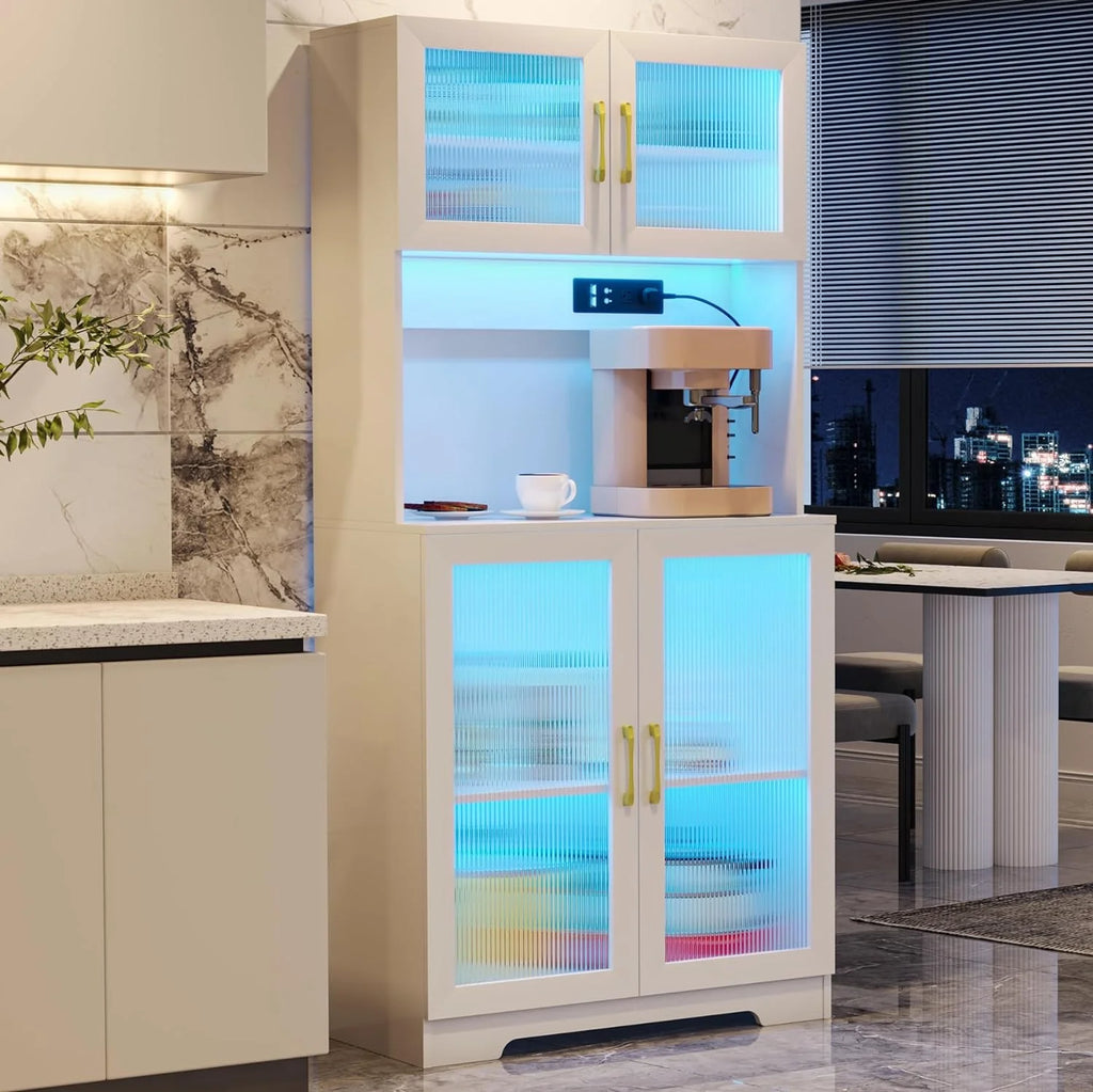 67" White LED Storage Cabinet with Charging Station V8789