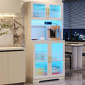 67" White LED Storage Cabinet with Charging Station V8789
