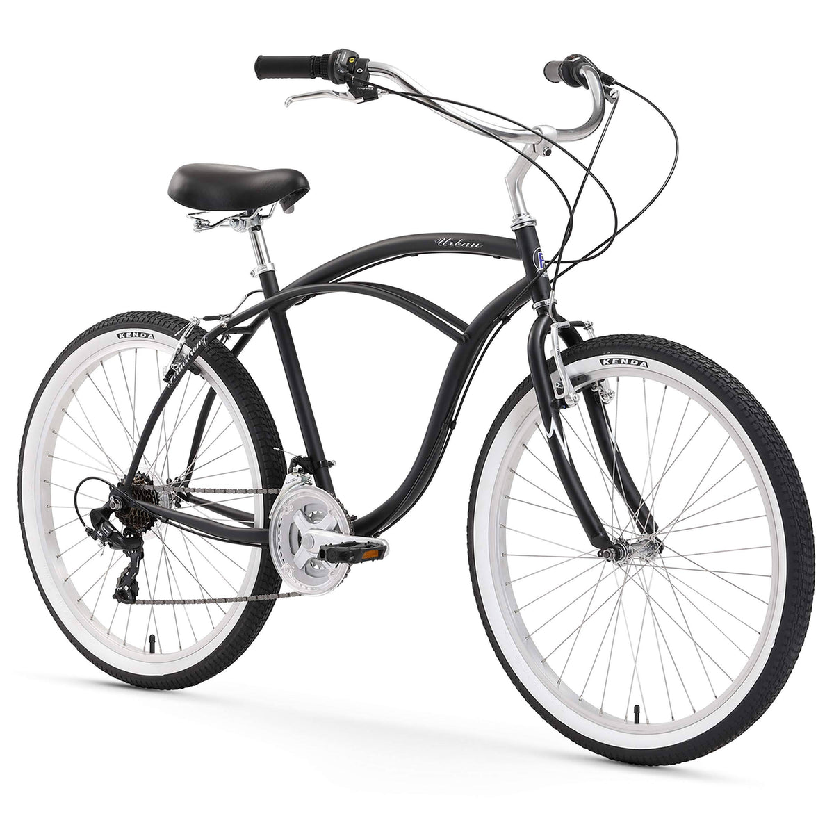 Matte Black 26x22 21 Speed Beach Cruiser Bicycle M76975