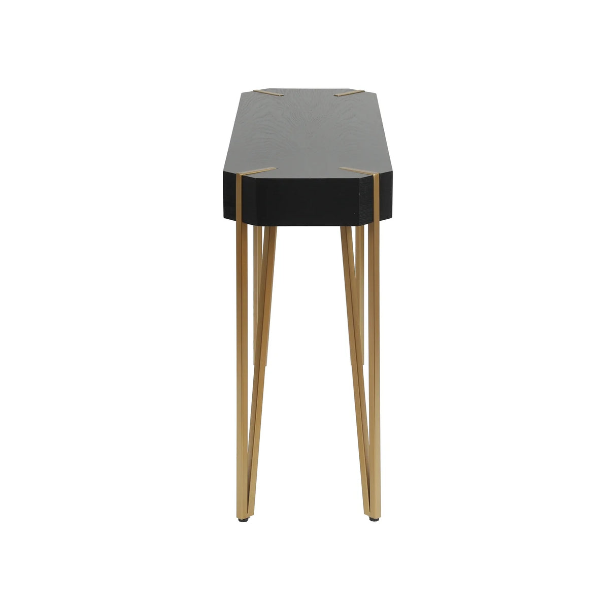 Black Wood and Gold Metal Console Table Q647519