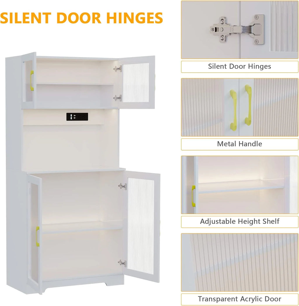 67" White LED Storage Cabinet with Charging Station V8789