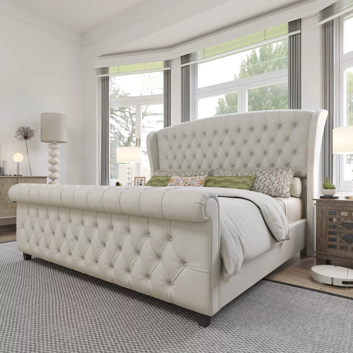 Queen Size Velvet Upholstered Platform Bed Frame B824