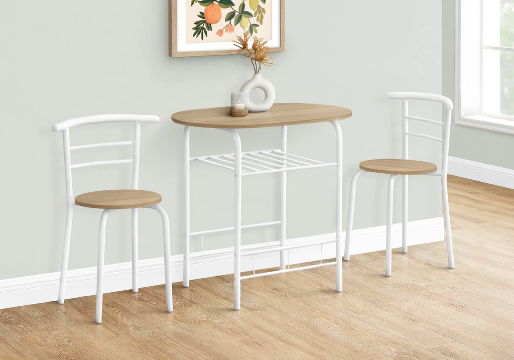 Dining Table Set 3pcs Set 32" L Metal Natural White D6791