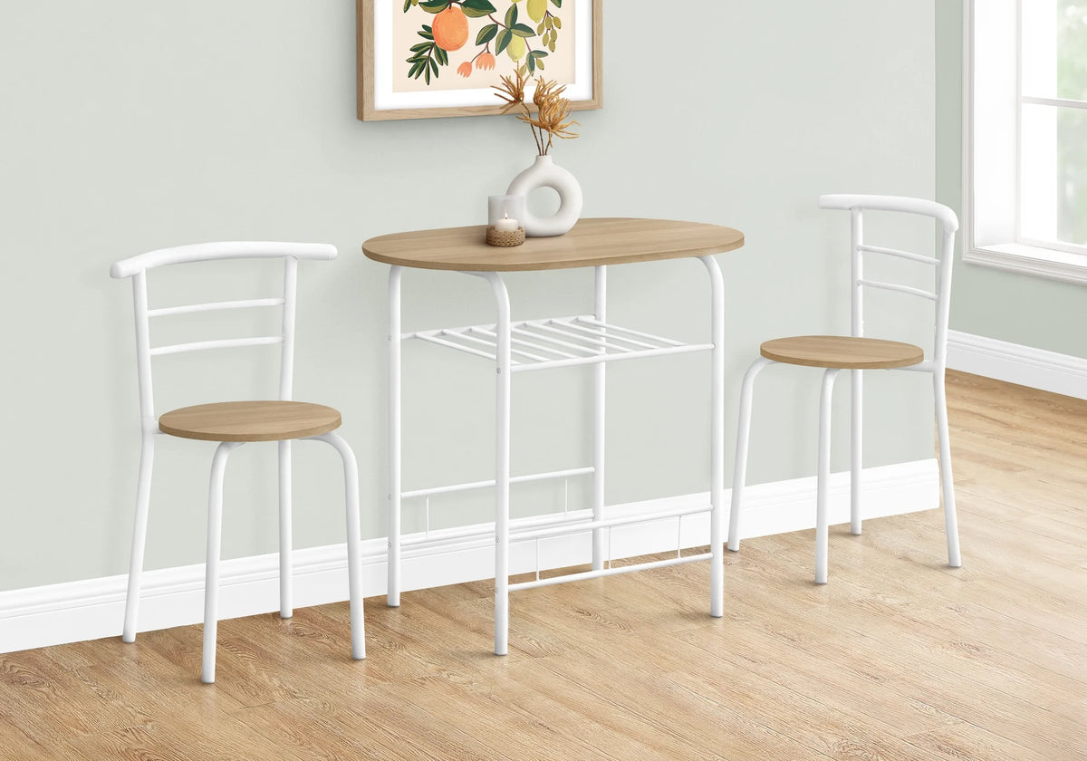 Dining Table Set 3pcs Set 32" L Metal Natural White D6791