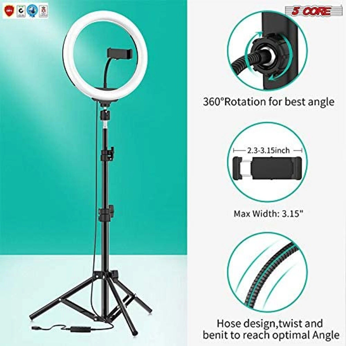 10" LED Ring Light with Tripod Stand Phone Holder I90037
