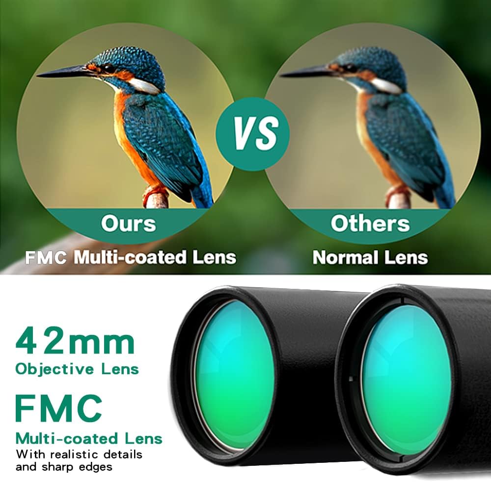 12x42 HD Roof Prism Waterproof Binoculars with Tripod Carrying Case Mobile Phone Clip Pack of 2 E256