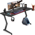 Black&Red 44 inch Gaming Desk with Headphone Hook and Cup Holder E5517
