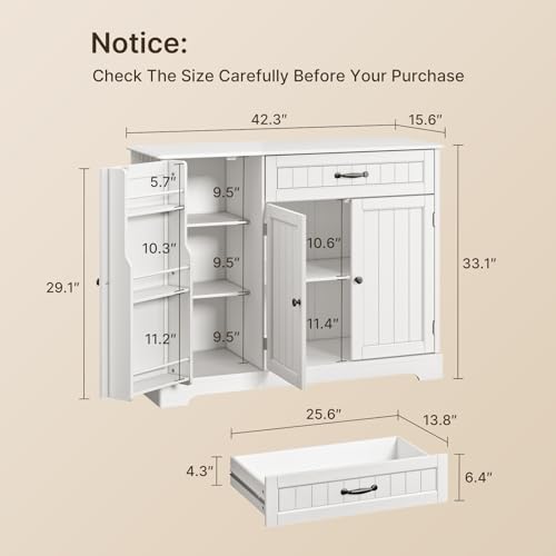 Kitchen Sideboard Buffet Cabinet with Drawer and Shelves R65757