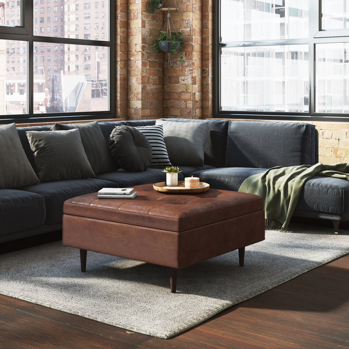 38 inch Square Storage Ottoman Coffee Table K280